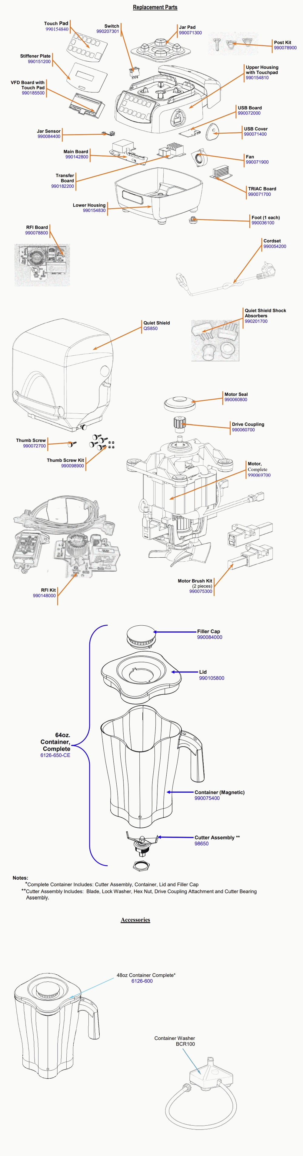 Diagram Diagram and Parts List for HBH850-CE-L  Hamilton Beach Blender
